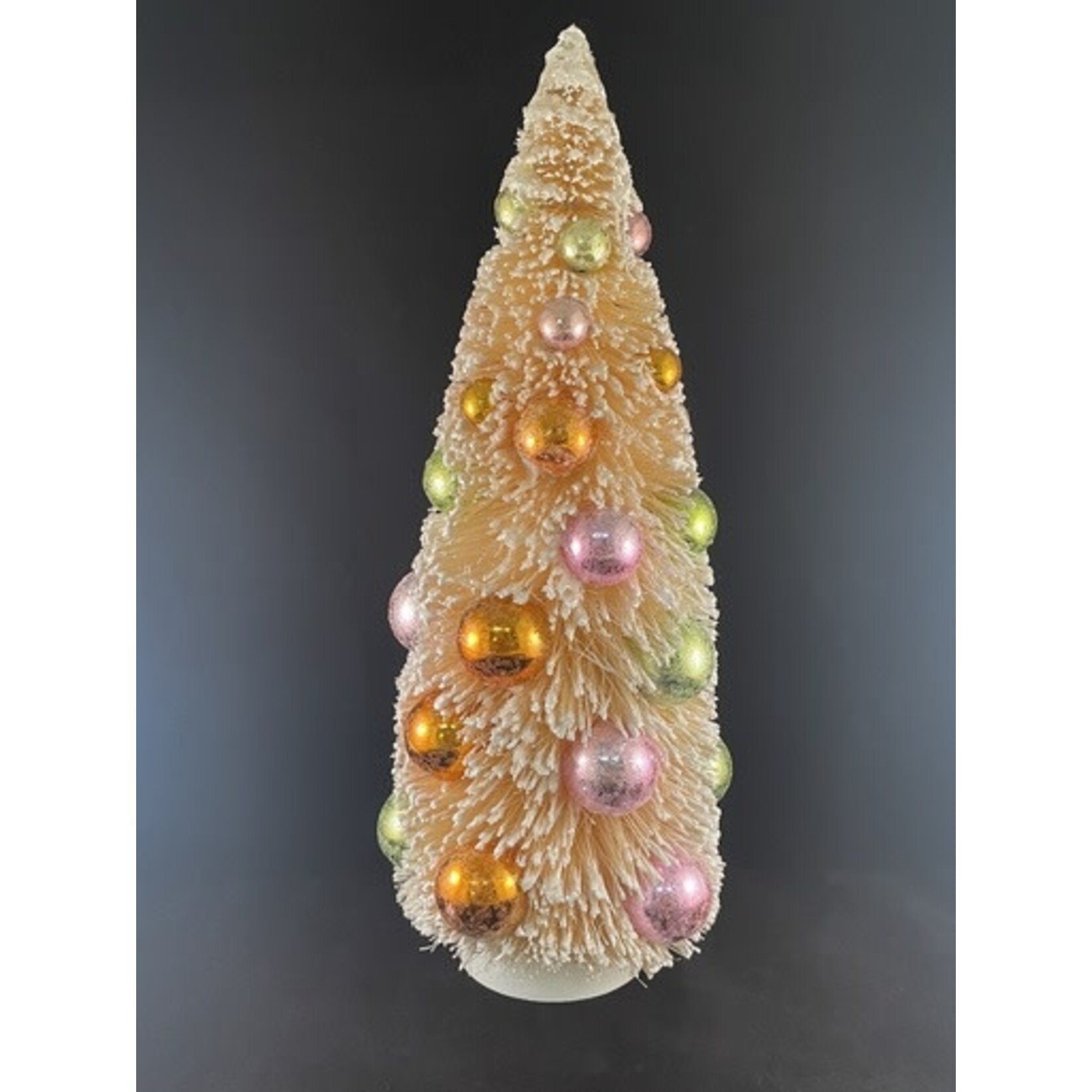 m. lynne designs large white bottlebrush tree with pink, orange and lime ornaments