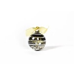 happy everything happy everything black stripe globe glass ornament