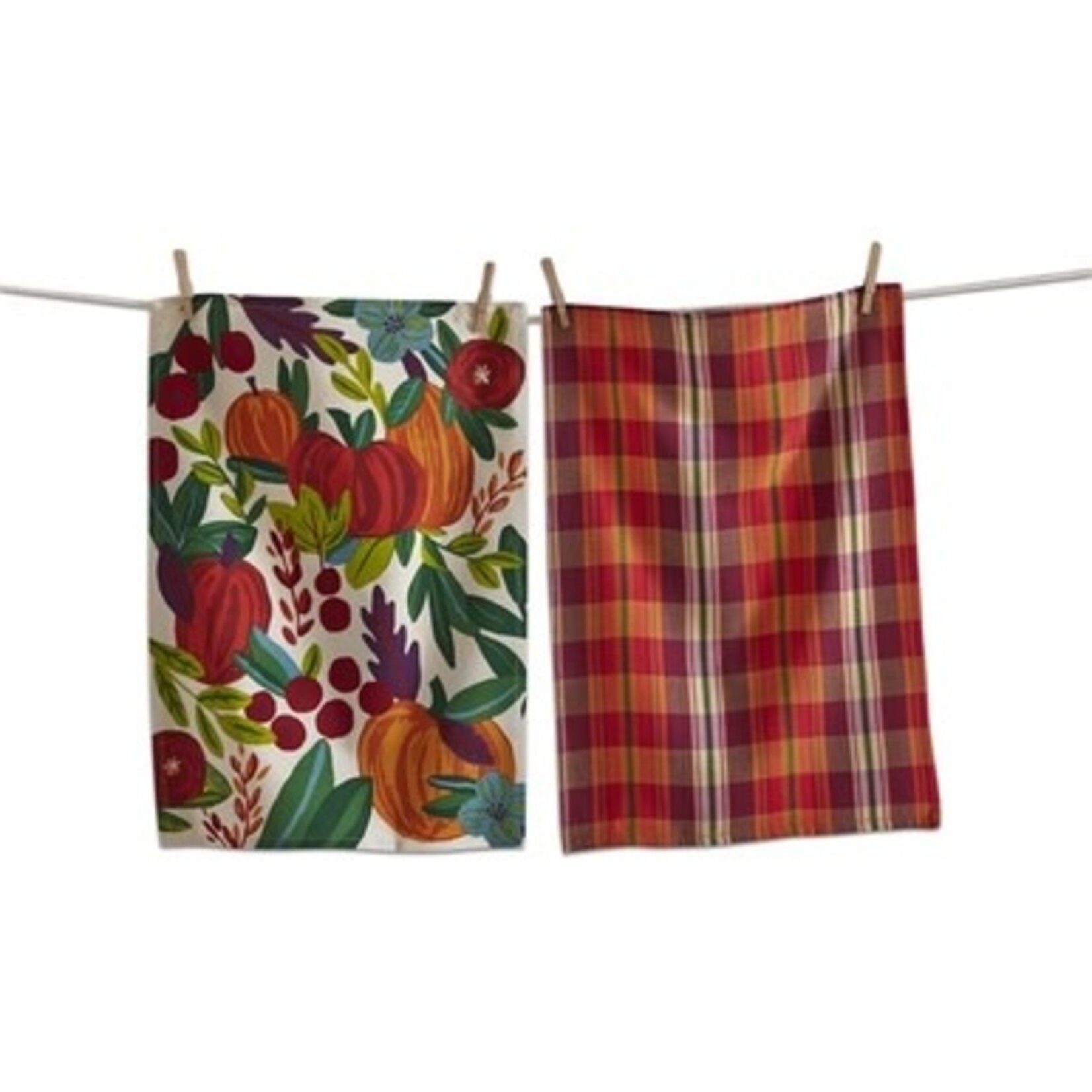 m. lynne designs harvest pumpkin set of two dishtowel
