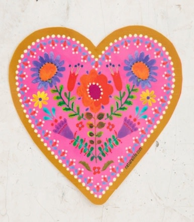 natural life Heart Floral Sticker