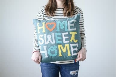 available at m. lynne designs Home Sweet Home Cotton Pillow