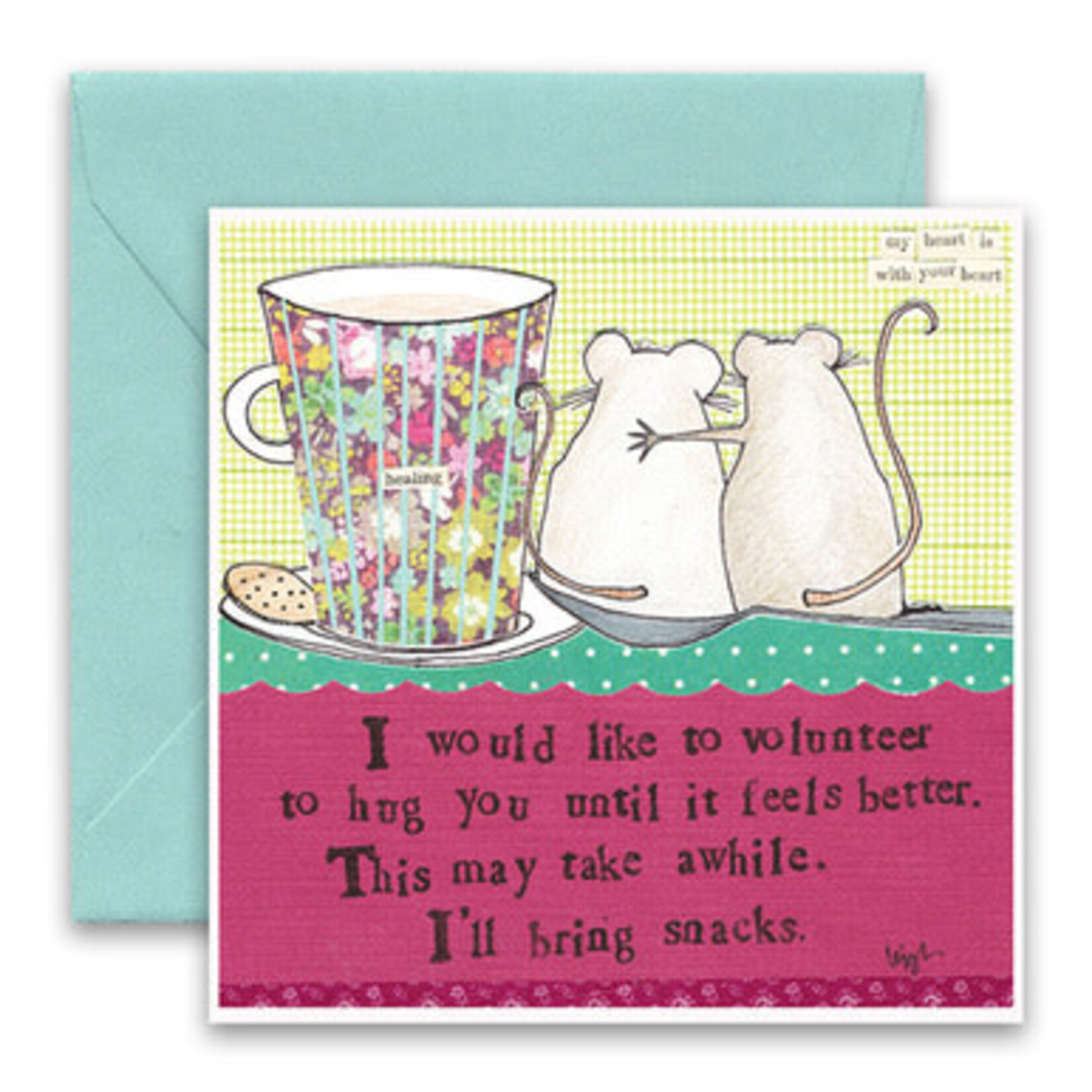 curly girl hug you card