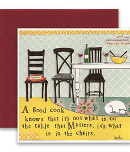 curly girl in the chairs card