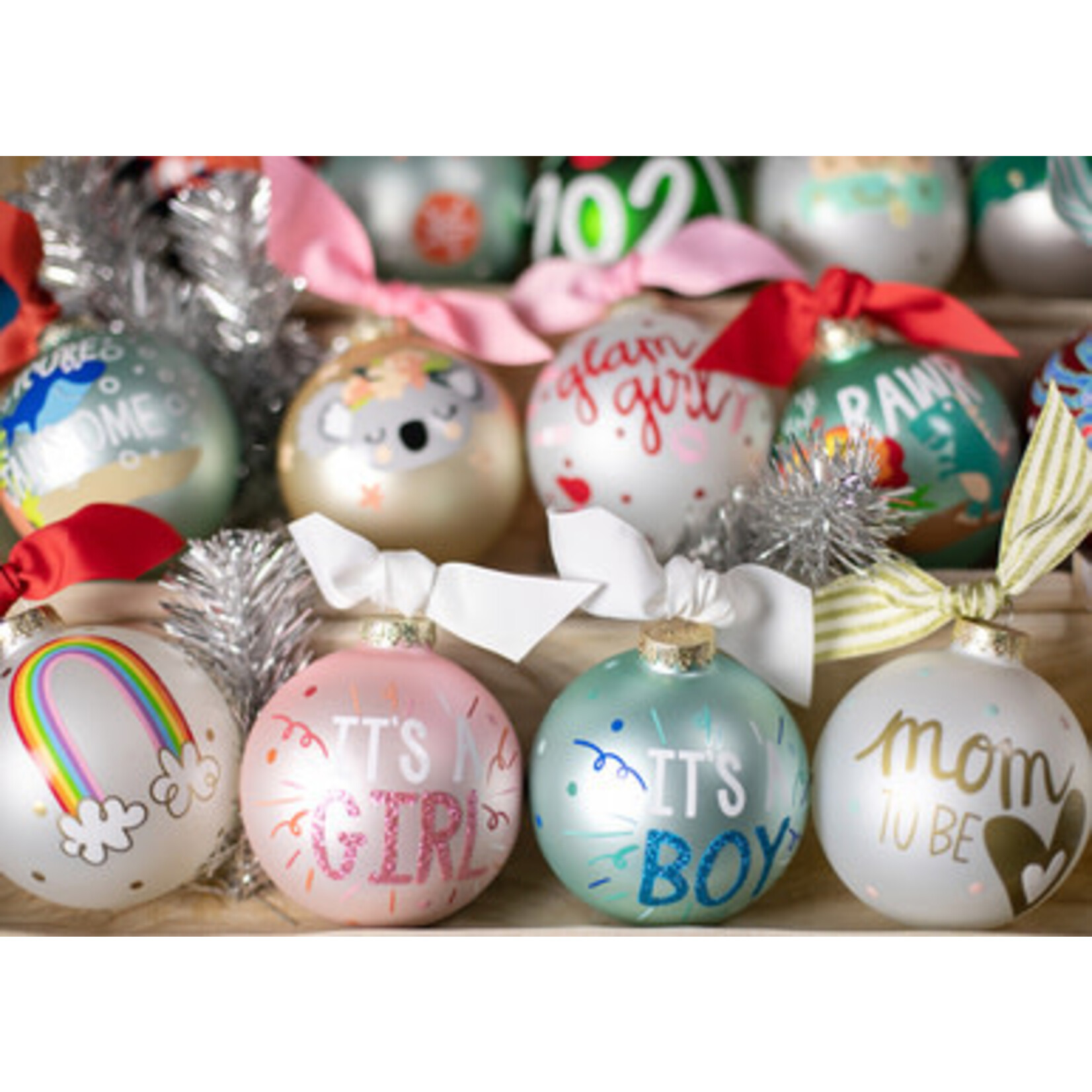 coton colors it's a boy popper glass ornament