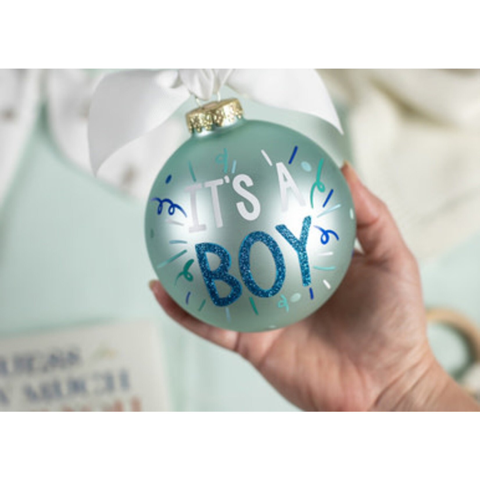 coton colors it's a boy popper glass ornament