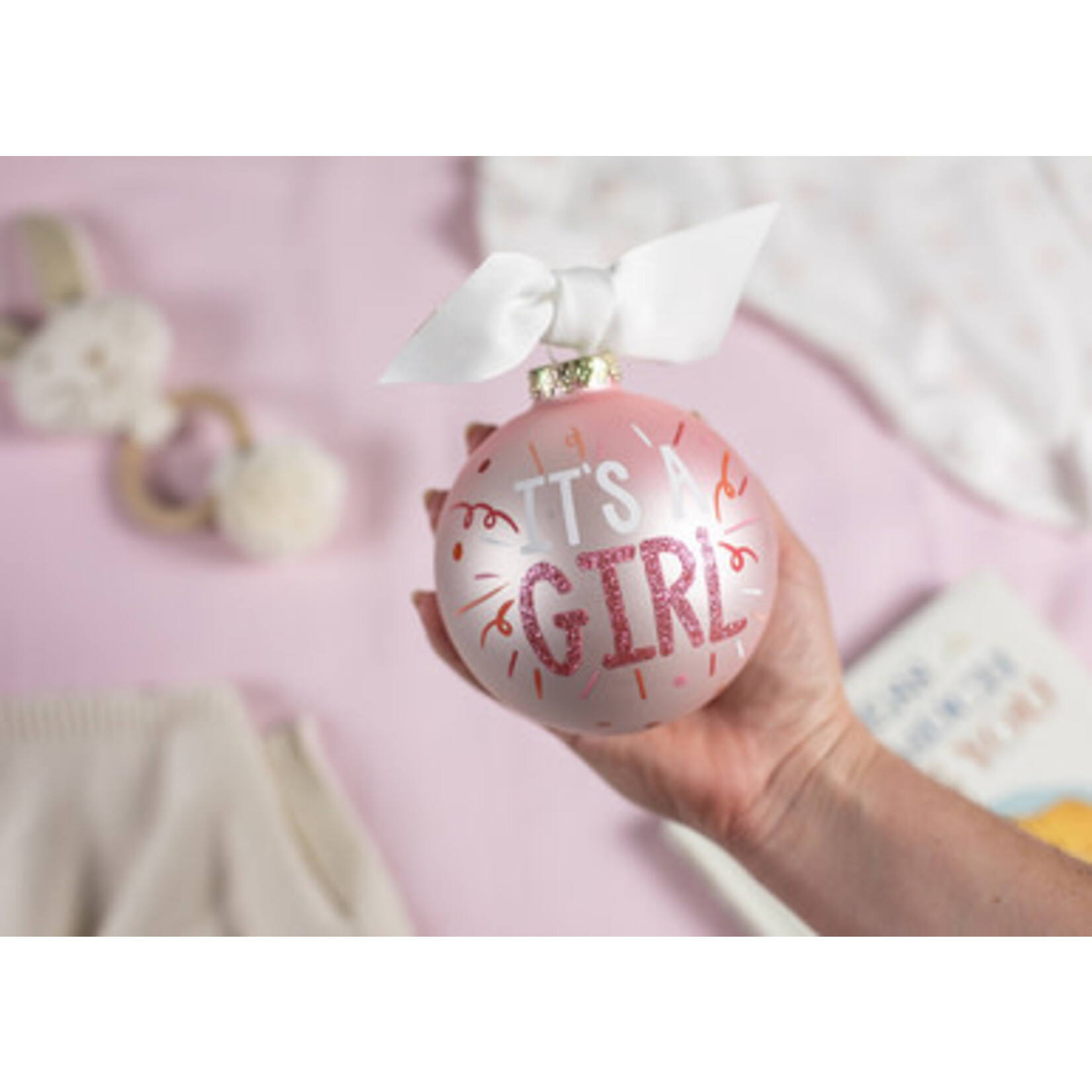 coton colors it's a girl glass ornament