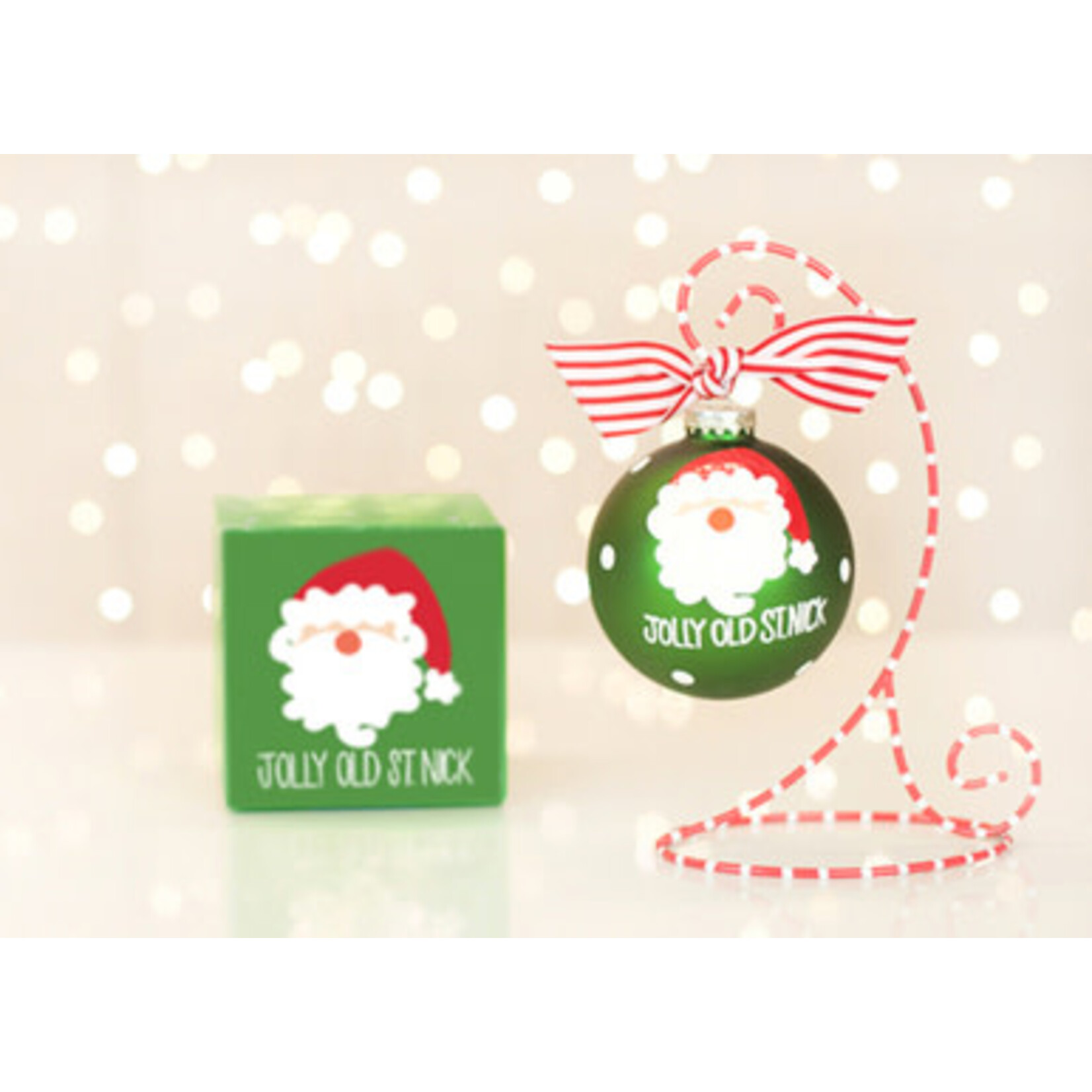 coton colors jolly old st. nick glass ornament