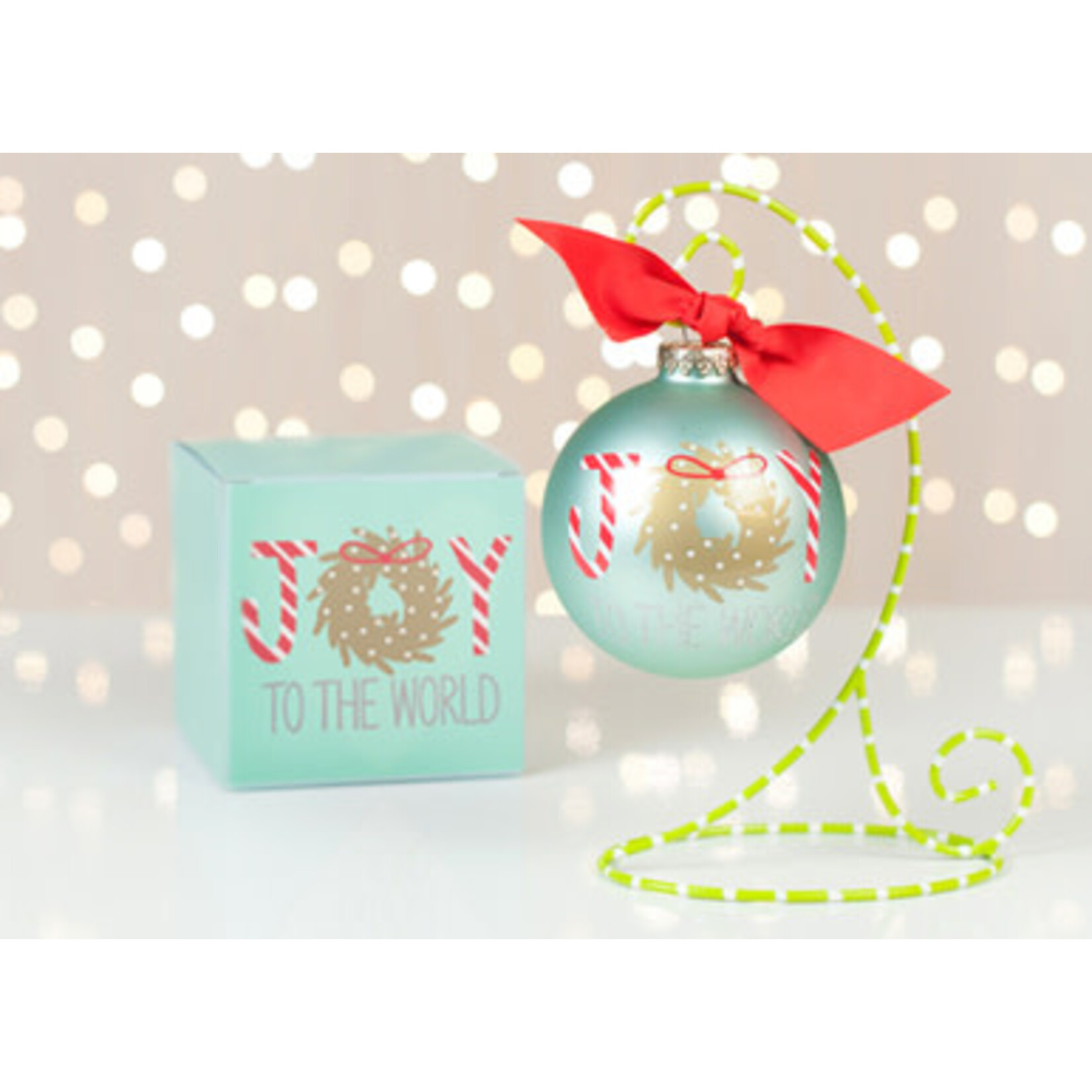coton colors joy to the world wreath glass ornament