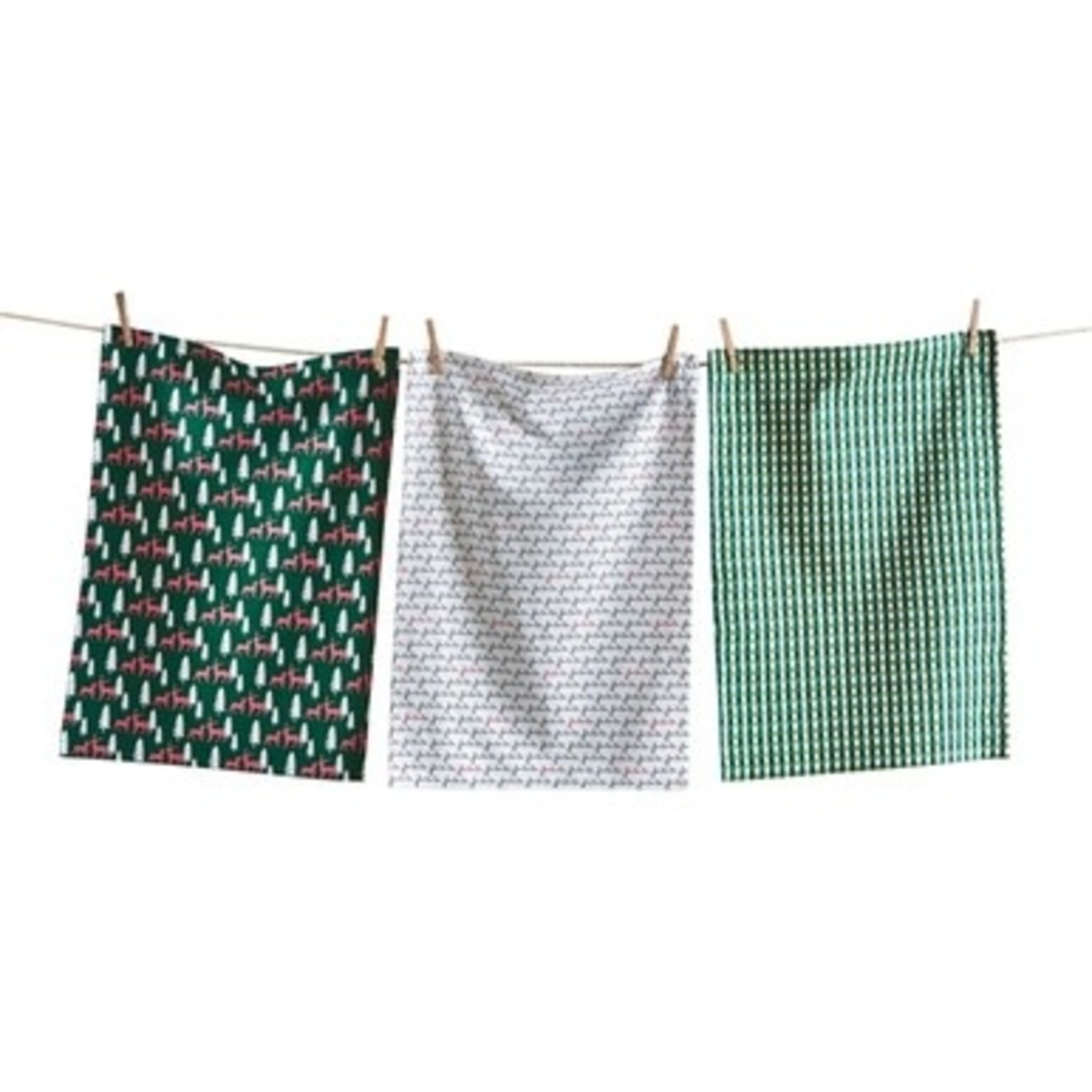 m. lynne designs joyful deer set of three dishtowels