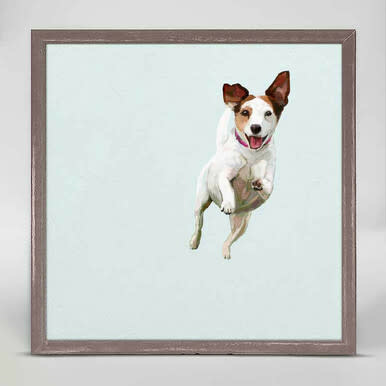 available at m. lynne designs Jump for Joy Jack Russell Framed Canvas