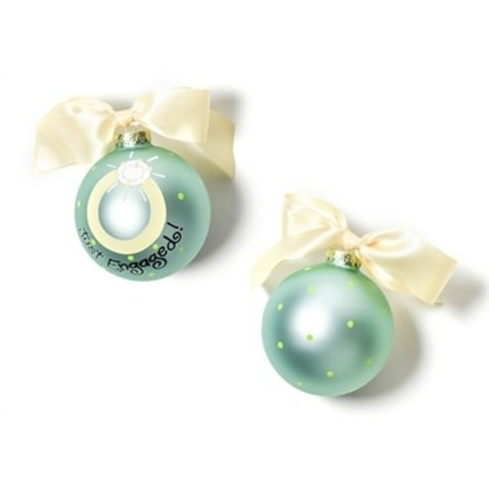 coton colors just engaged glass ornament