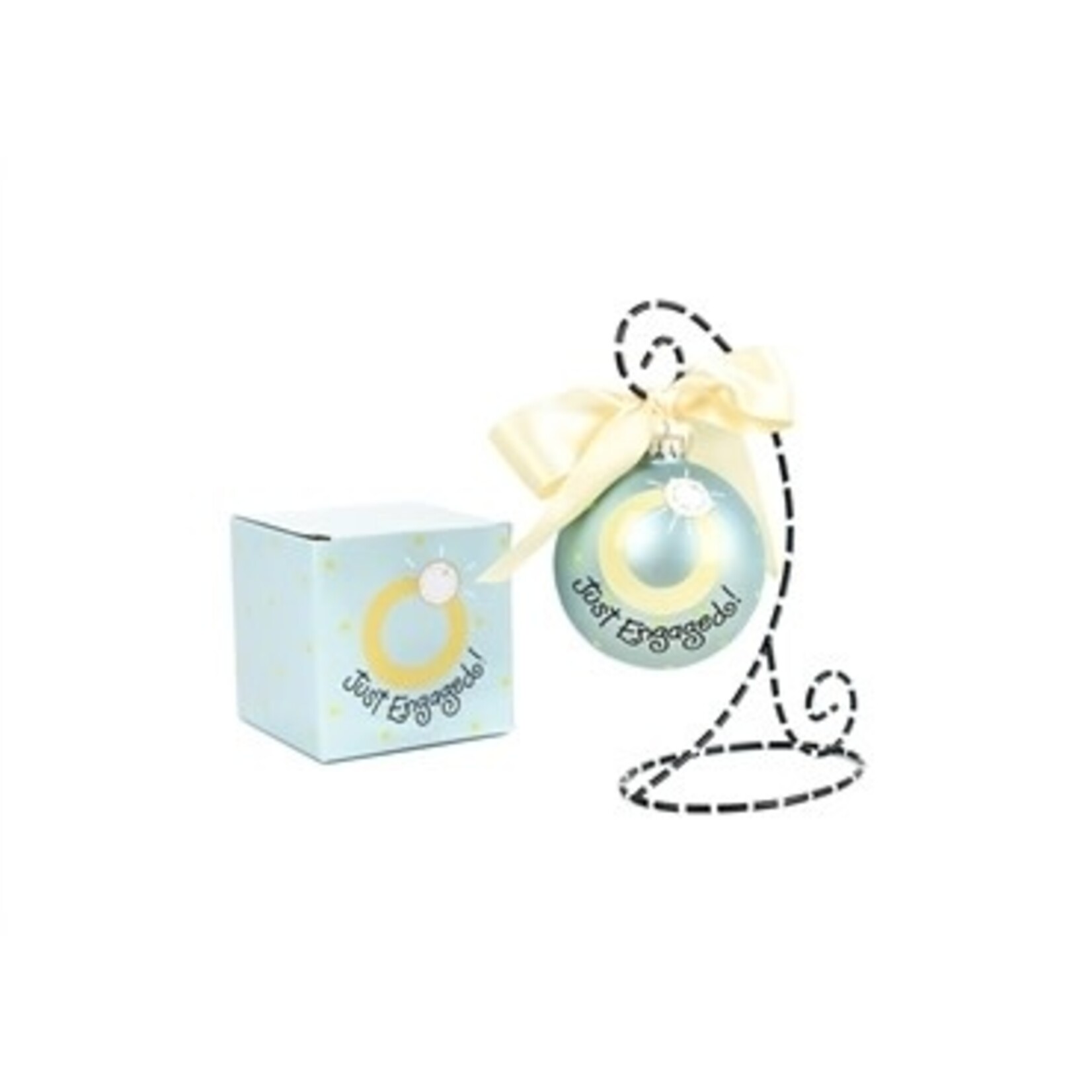 coton colors just engaged glass ornament