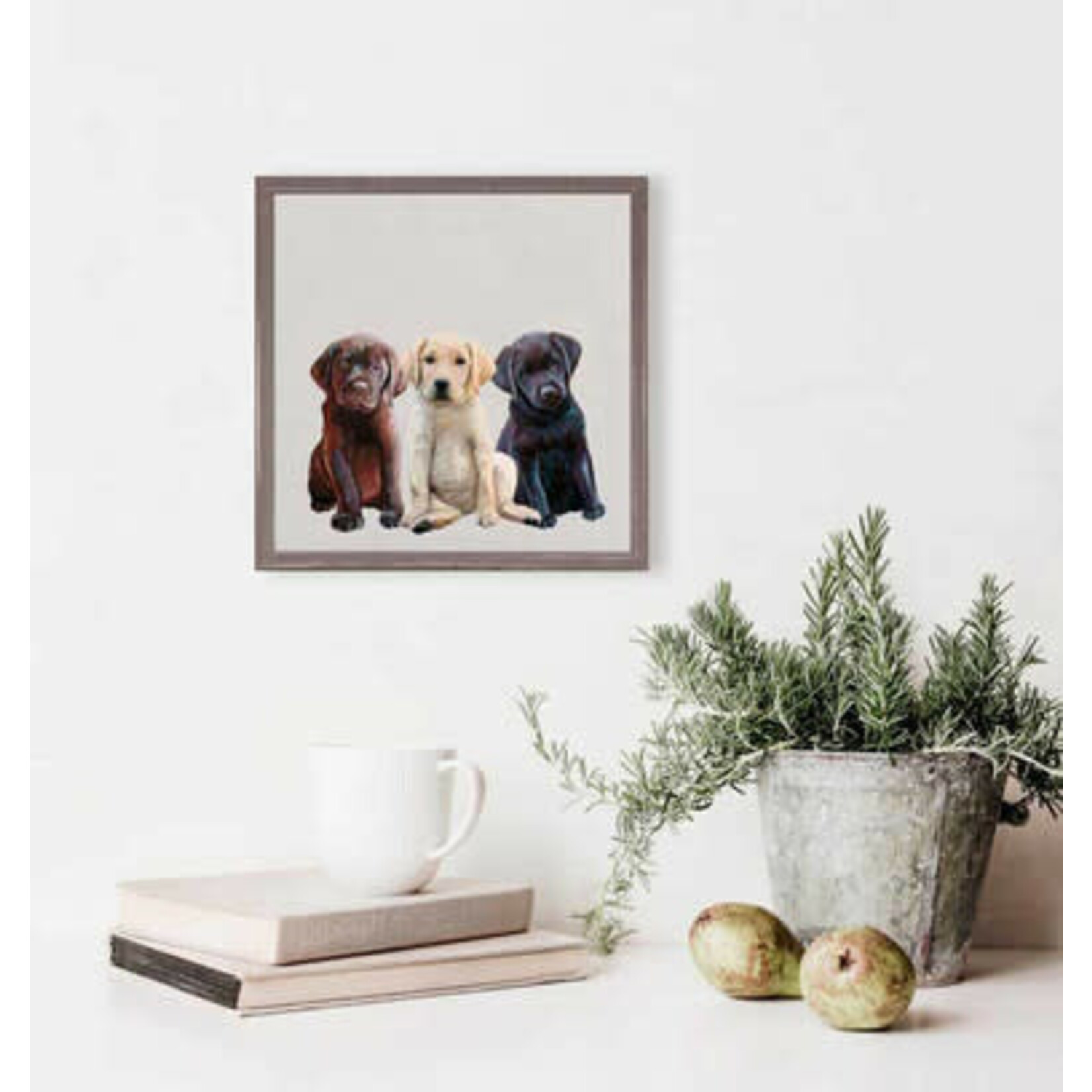m. lynne designs lab puppies framed canvas
