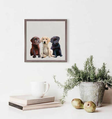 available at m. lynne designs Lab Puppies Framed Canvas