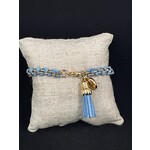 m. lynne designs light blue woven leather tassle bracelet
