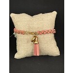 m. lynne designs light pink woven leather tassle bracelet