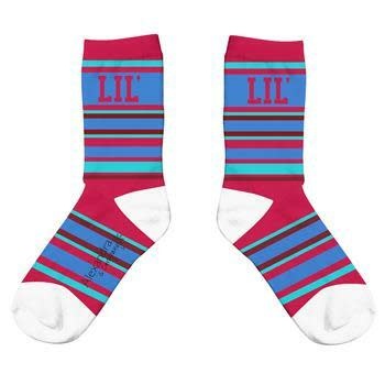 available at m. lynne designs "lil" maroon crew socks