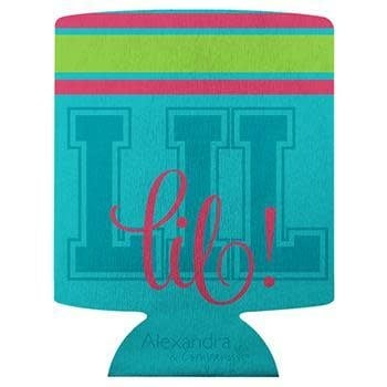 available at m. lynne designs Lil Sis Teal Koozie