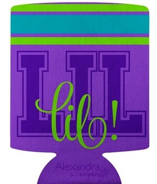 available at m. lynne designs lil sis purple koozie