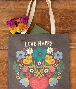 natural life Live Happy Tote Bag