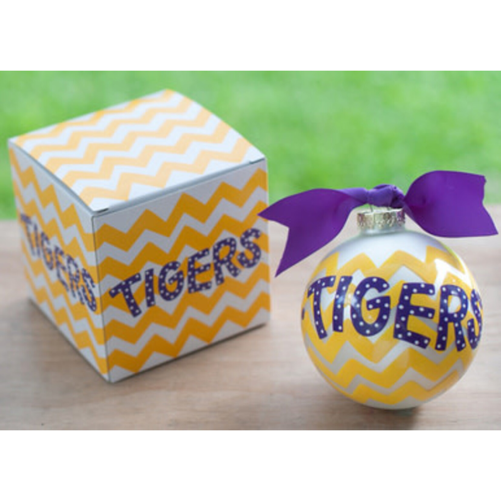 coton colors lsu chevron glass ornament