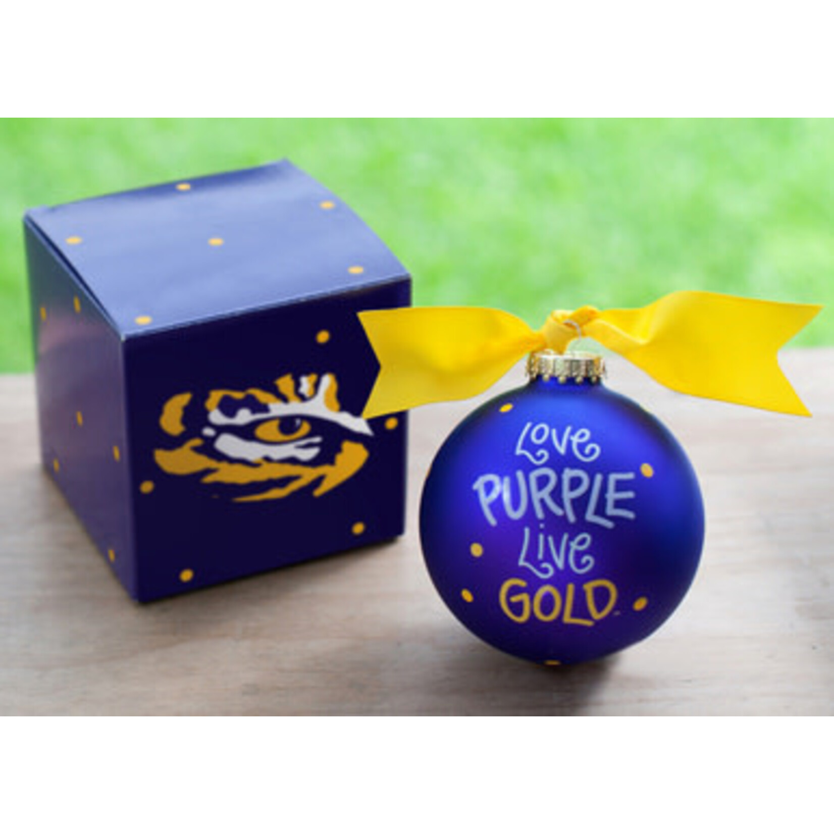coton colors lsu tiger eye glass ornament