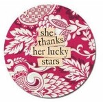 curly girl lucky stars round magnet