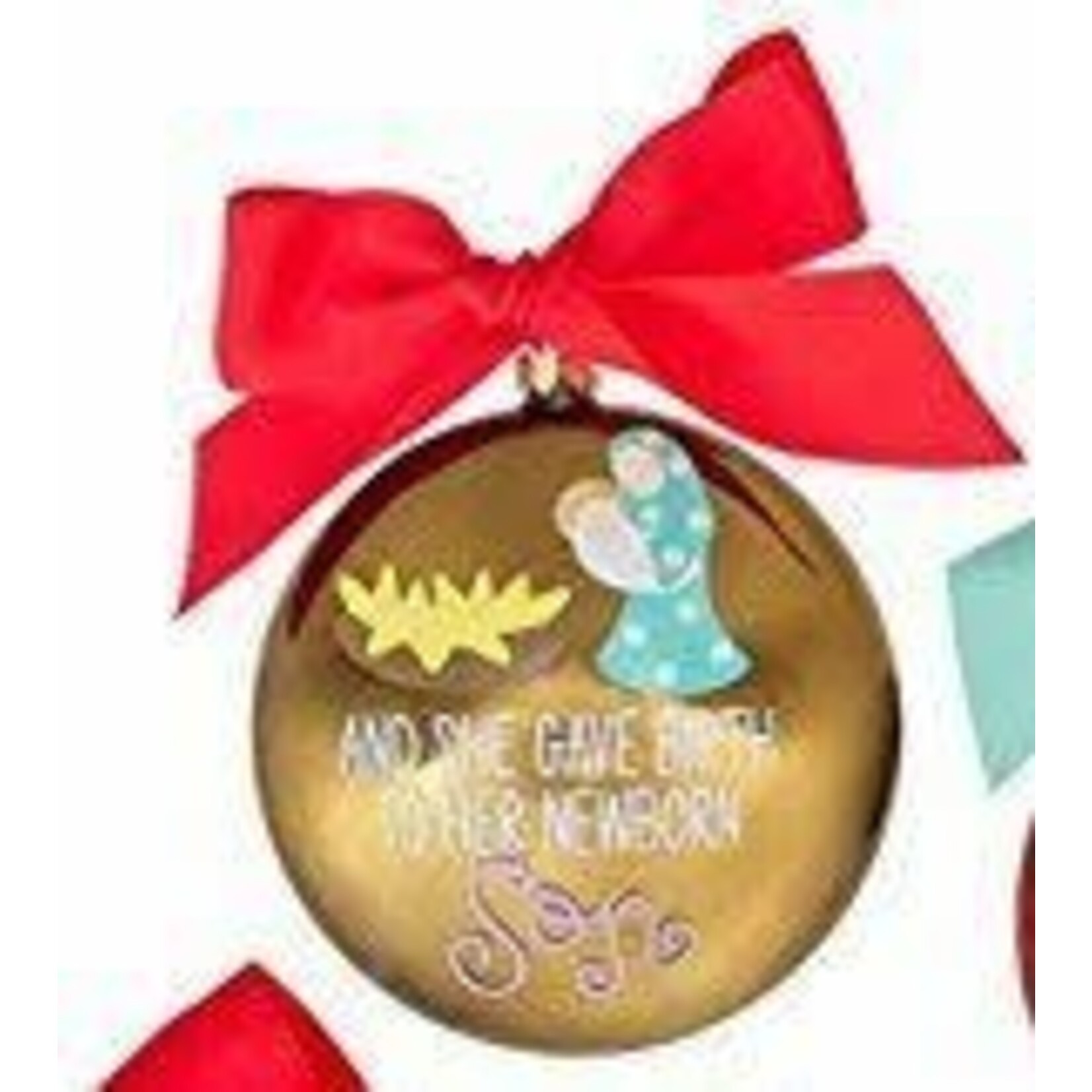 coton colors luke 2:7 metallic glass ornament