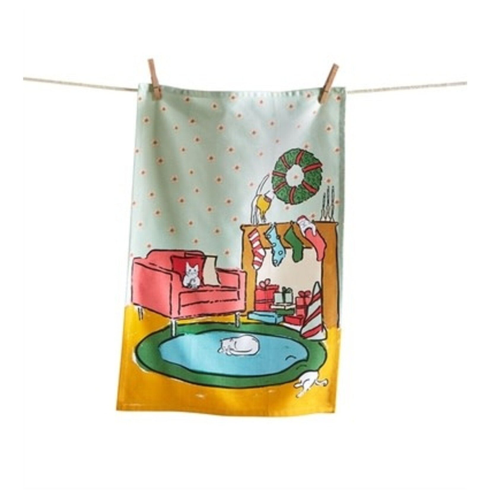 m. lynne designs meowy cat tea towel
