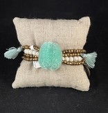 available at m. lynne designs Mint Big Pom Bracelet Tassles and Coins