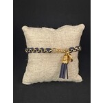 m. lynne designs navy woven leather tassle bracelet