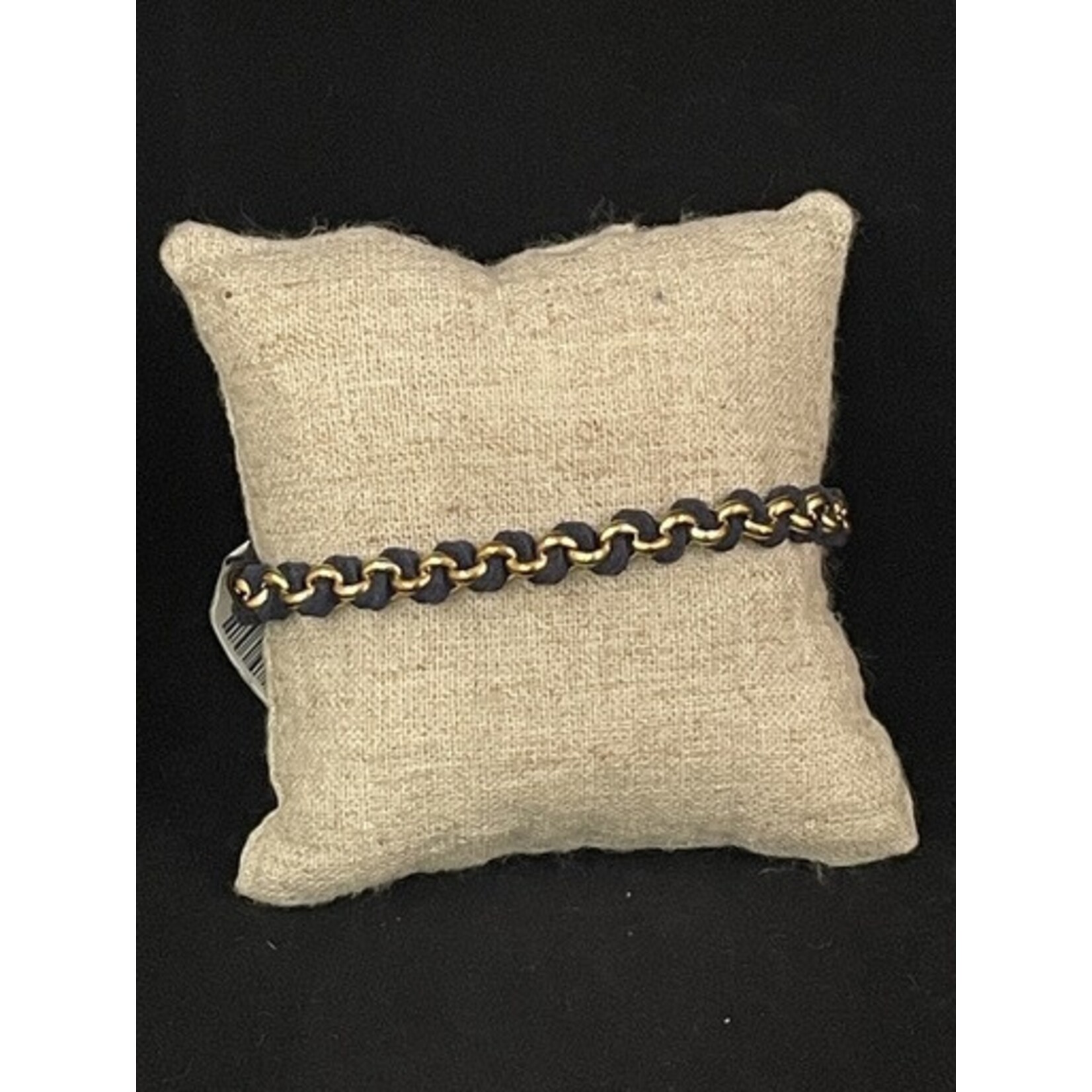 m. lynne designs navy woven leather tassle bracelet