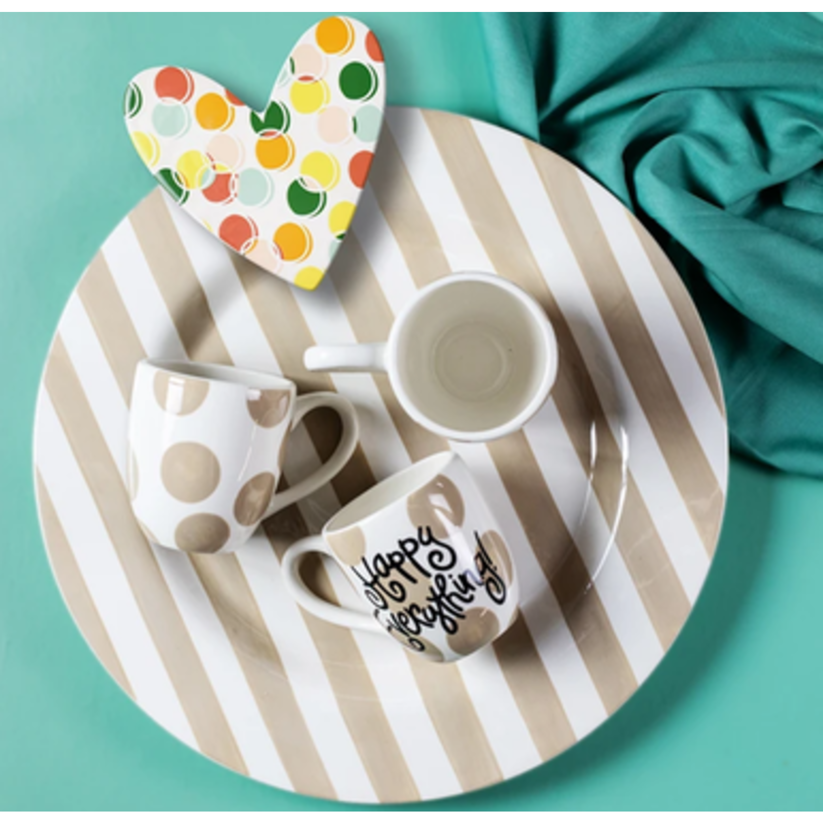 happy everything neutral stripe big entertaining platter