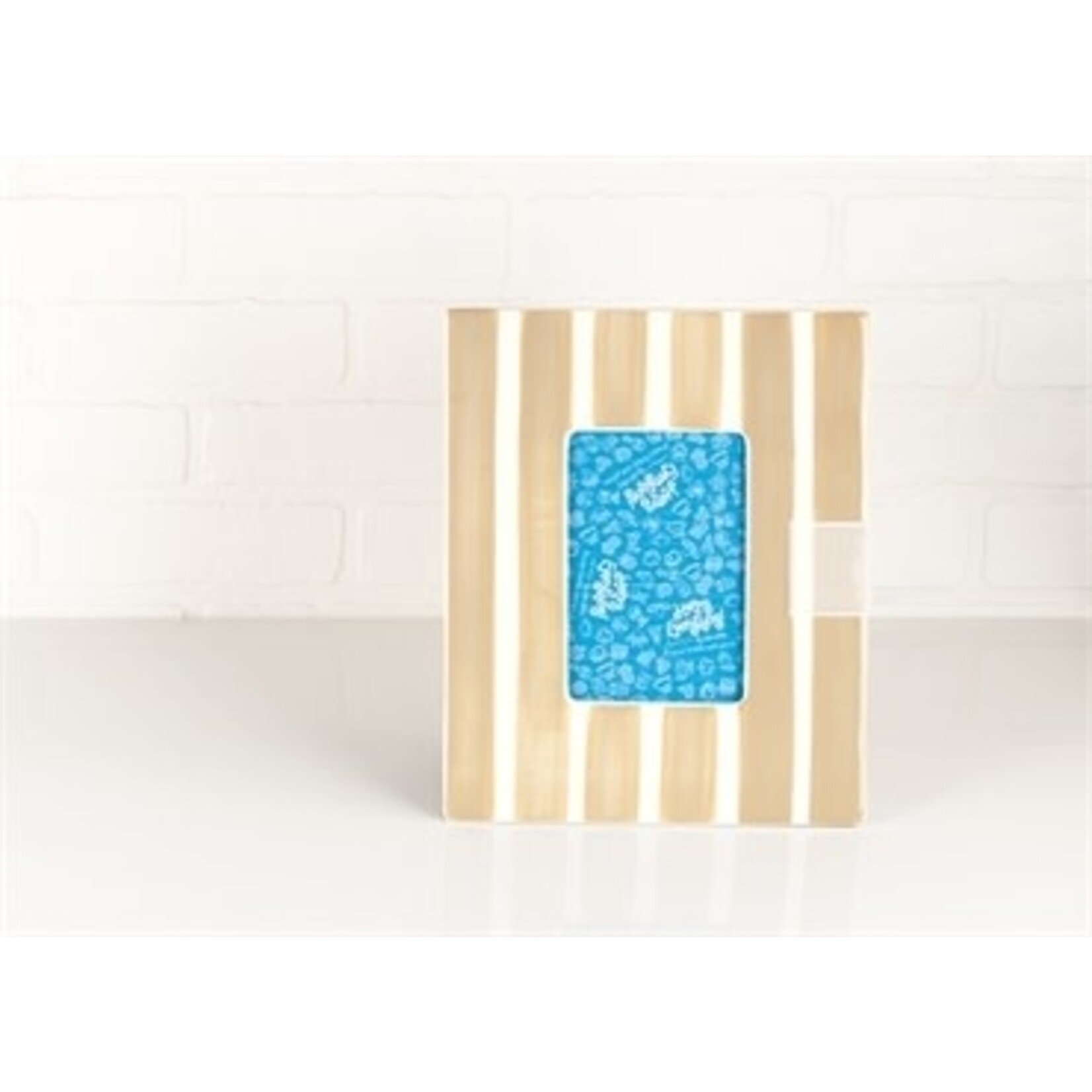 happy everything neutral stripe rectangle picture frame