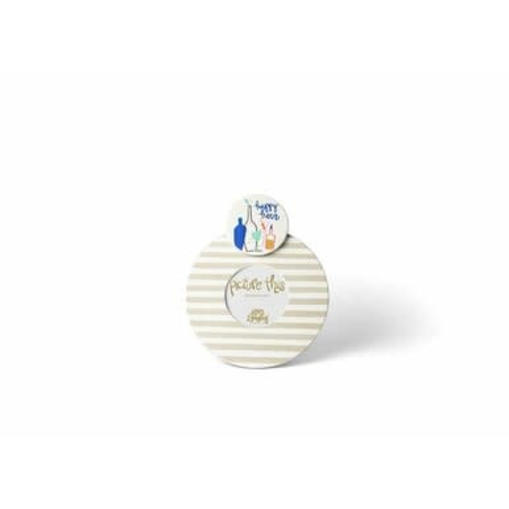 happy everything neutral stripe round picture frame