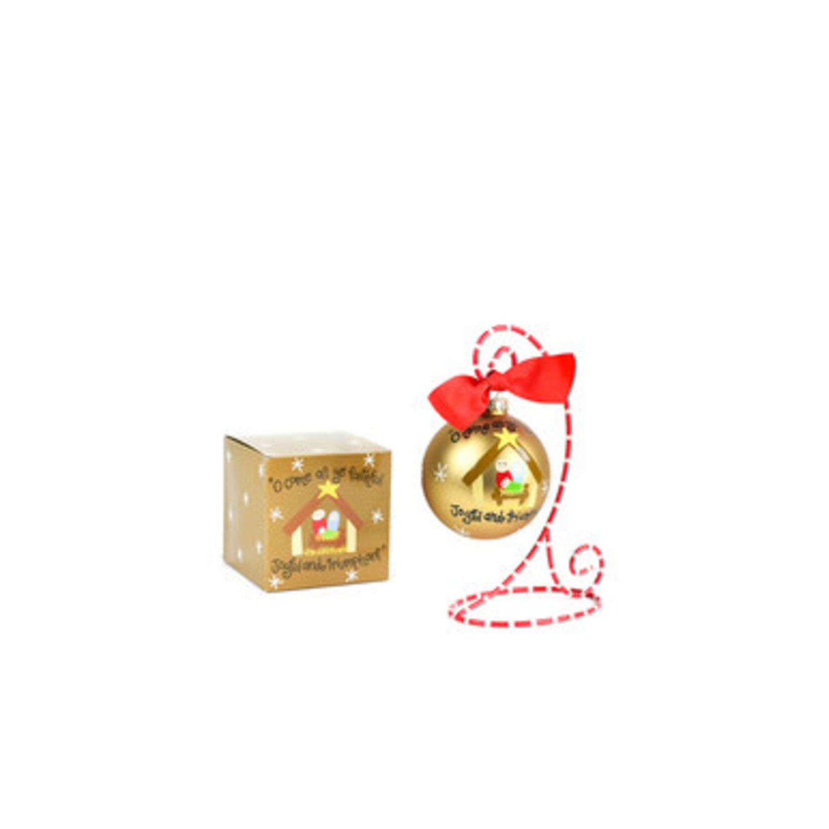 coton colors o come all ye faithful glass ornament