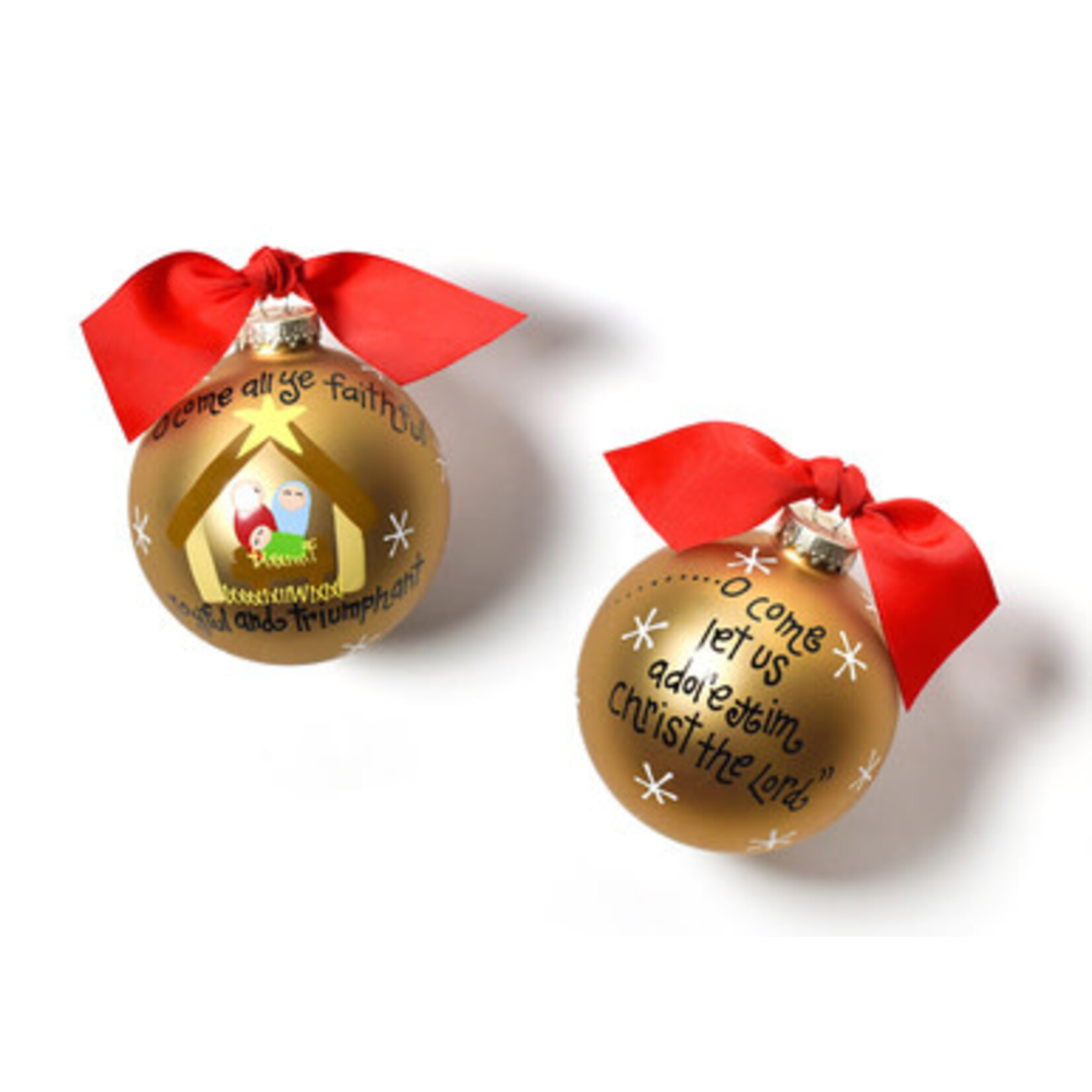 coton colors o come all ye faithful glass ornament