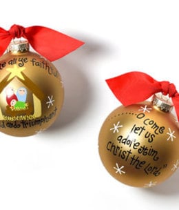 coton colors o come all ye faithful glass ornament