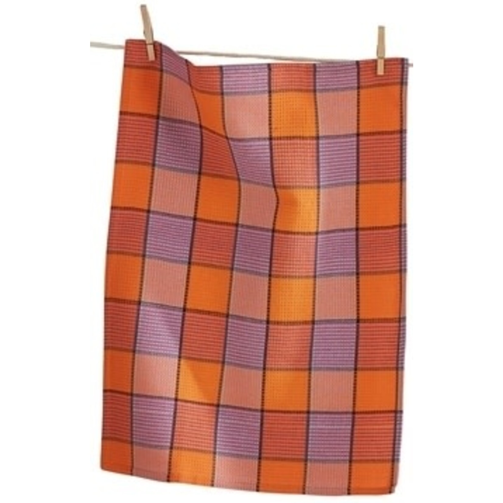 m. lynne designs orange & pink gingham tea towel