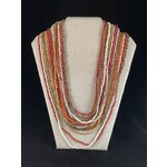 m. lynne designs orange and red wood buckle stripe necklace