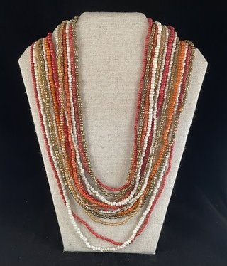 available at m. lynne designs Orange and Red Wood Buckle Stripe Necklace