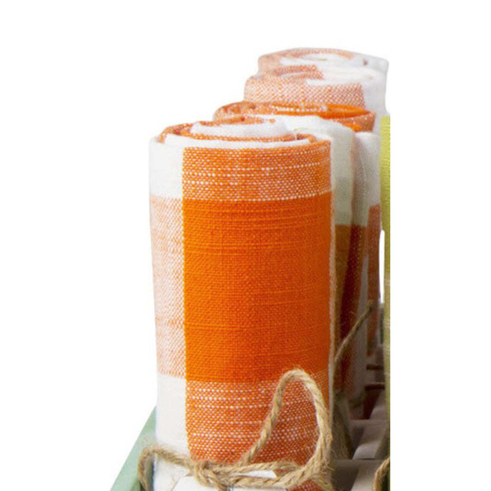 m. lynne designs orange gingham tea towel