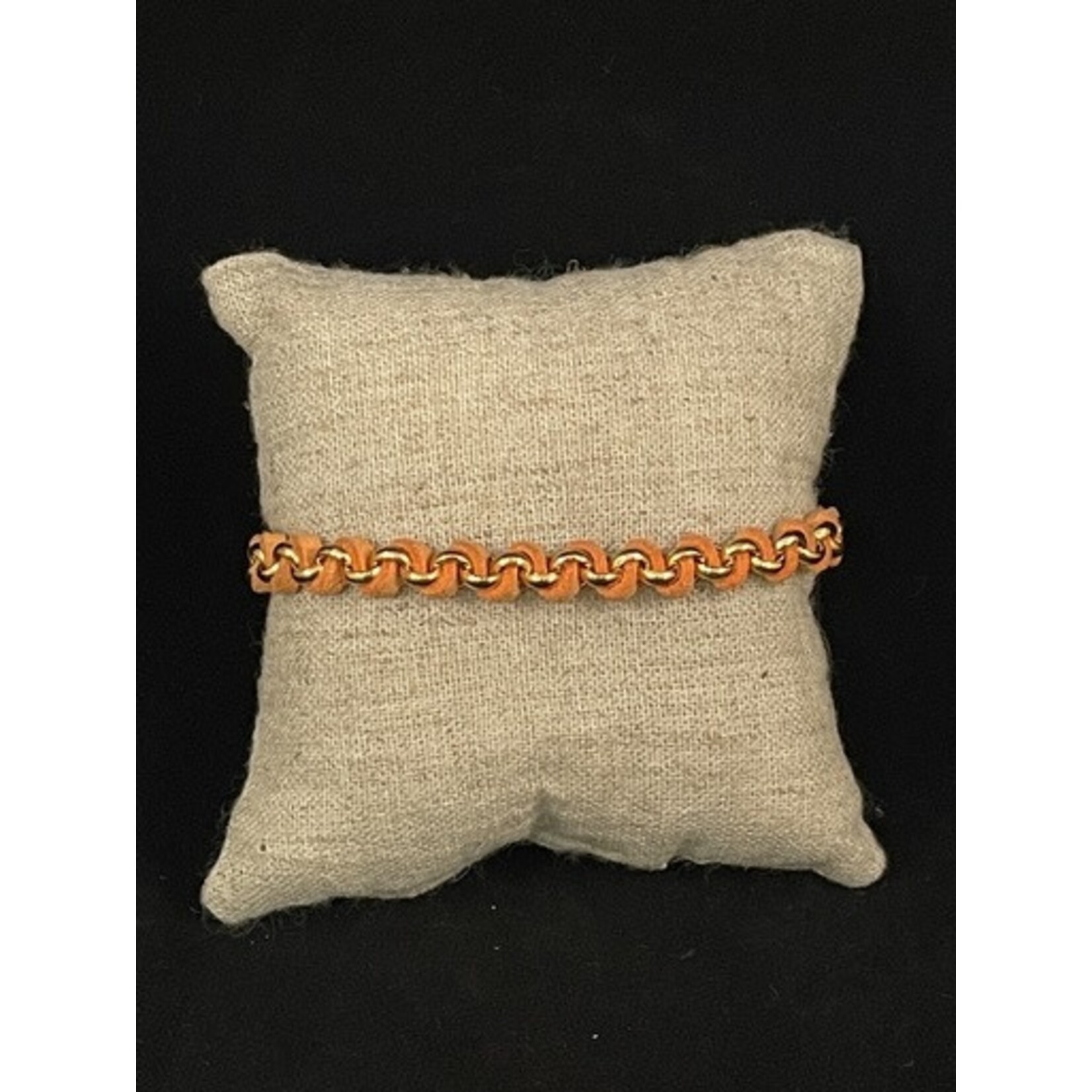 m. lynne designs orange woven leather tassle bracelet