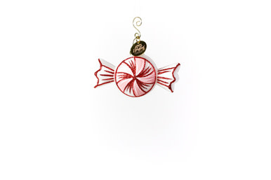 happy everything Peppermint Shaped Ornament