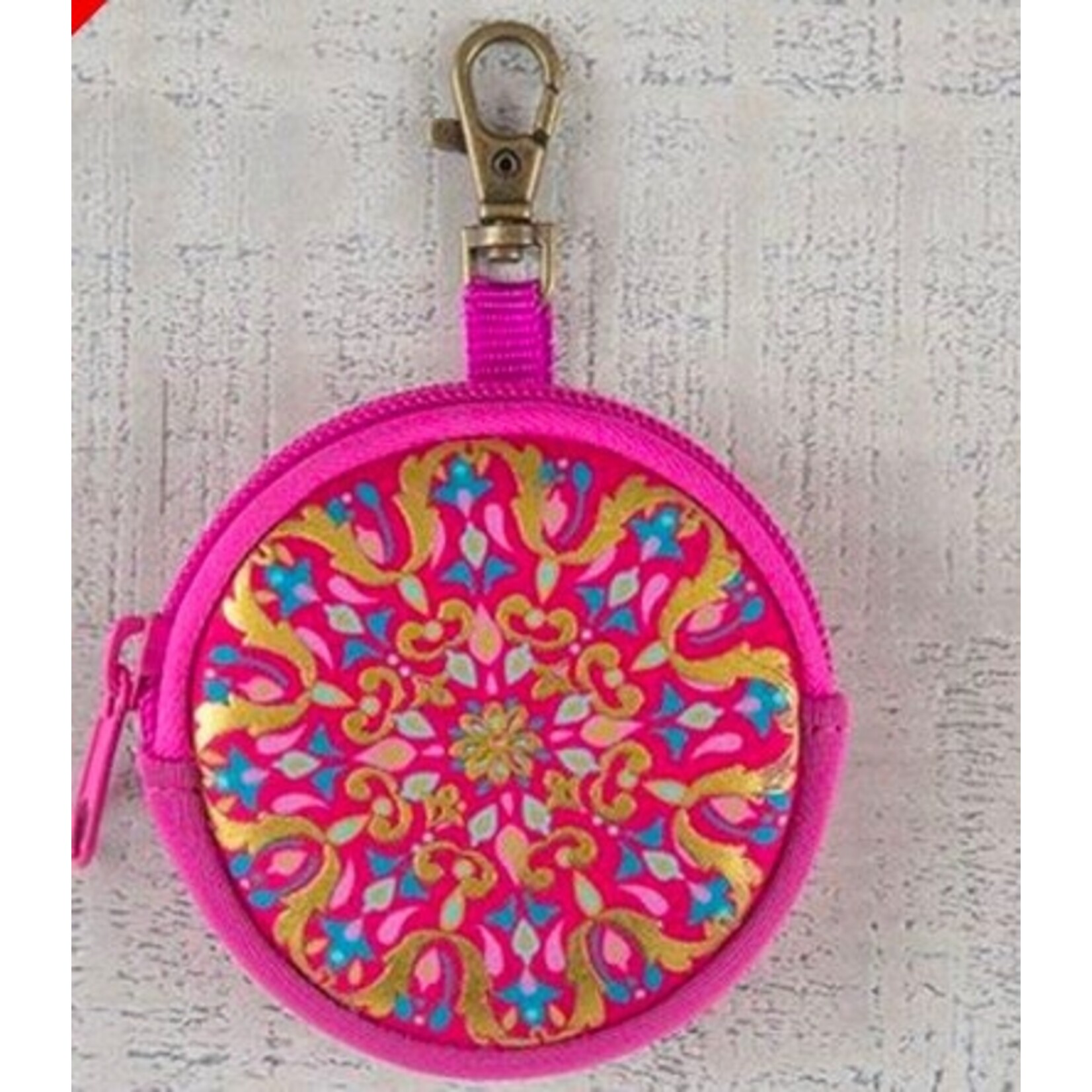 natural life pink gold mandala ear bud pouch