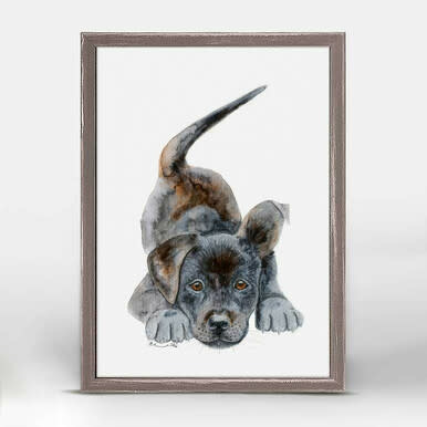 available at m. lynne designs playful puppy portrait framed canvas
