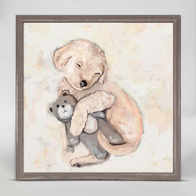 puppy and bear framed canvas