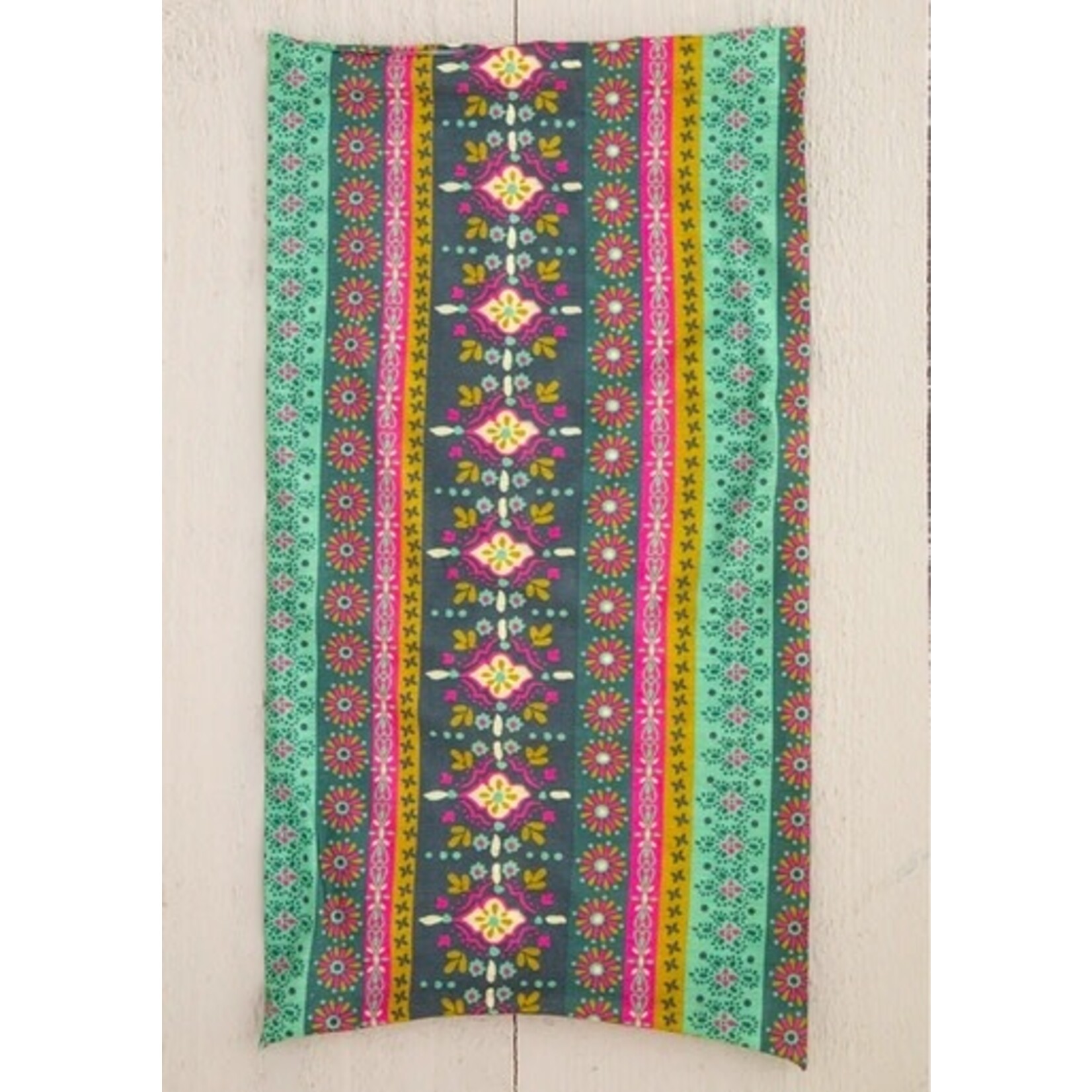natural life quatrefoil green stripe print boho bandeau