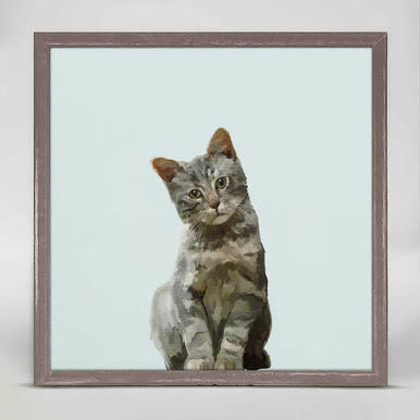 available at m. lynne designs quizzical cat framed canvas