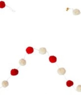 available at m. lynne designs red & cream pom pom felt garland